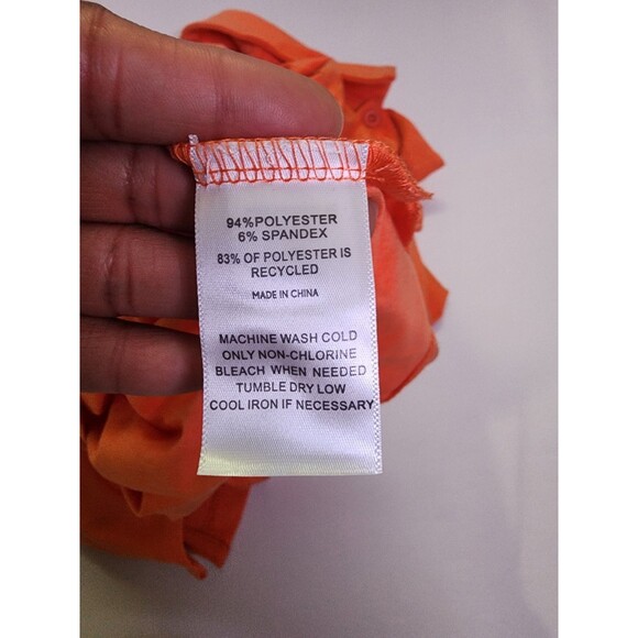 0.1 Algo Shirt Boys M (8-10) Orange Performance Top Collared Chest Pocket - Picture 6 of 9